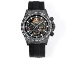 TW Factory Rolex Daytona 40mm Carbon Fiber Case Fabric Band Black Face Blue Second Hand 4802 Movement Watch